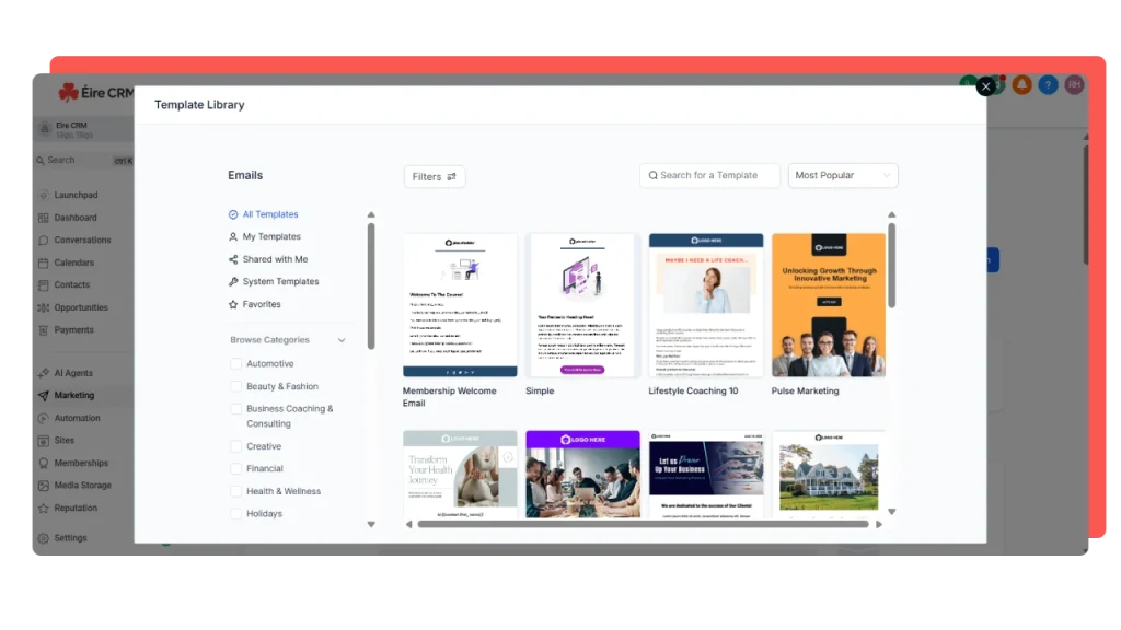 Email Campaigns - EireCRM