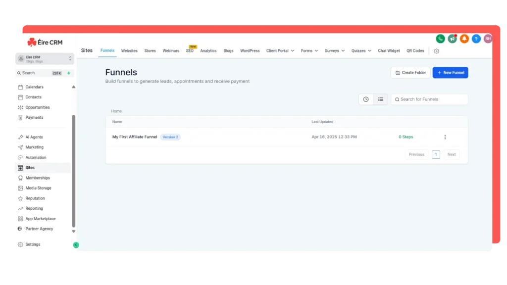 Sales Funnel Builder - EireCRM
